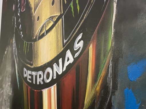 Quadro in acrilico e foglia d' oro Lewis Hamilton 140x90cm - immagine 4