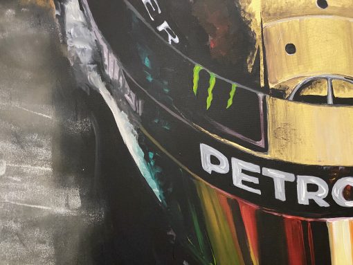 Quadro in acrilico e foglia d' oro Lewis Hamilton 140x90cm - immagine 3