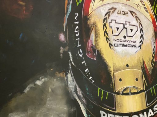 Quadro in acrilico e foglia d' oro Lewis Hamilton 140x90cm - immagine 2